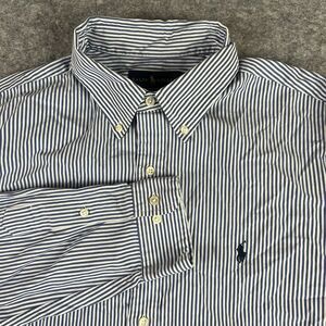 Polo Ralph Lauren Button Down Oxford Blue Striped Size 17.5 Sleeve Length 34/35